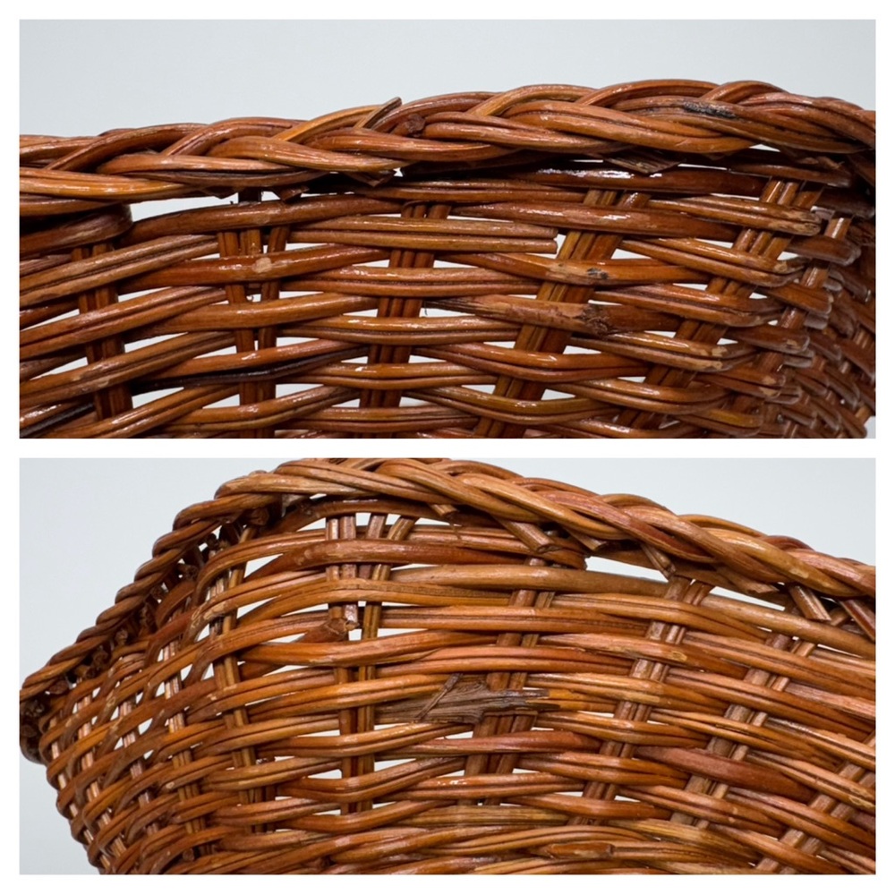 Vintage Brown Braided Edge Woven Hexagon Tray Baskets Home Decor - Picture 11 of 15